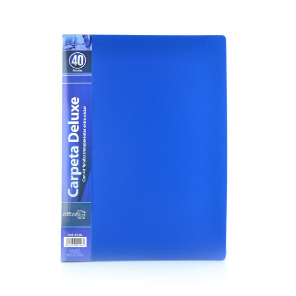 Carpeta de 40 Fundas Deluxe A4 Azul