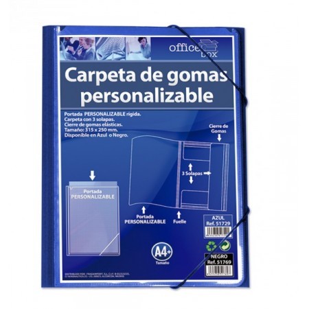 Carpeta con Gomas A4 Personalizable Business Azul