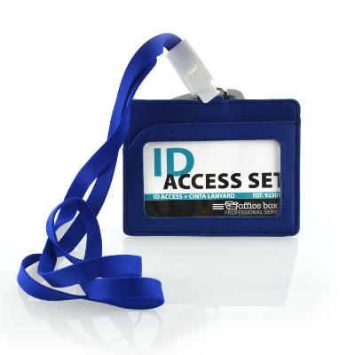 Set ID Access Horizontal con cinta Lanyard Azul