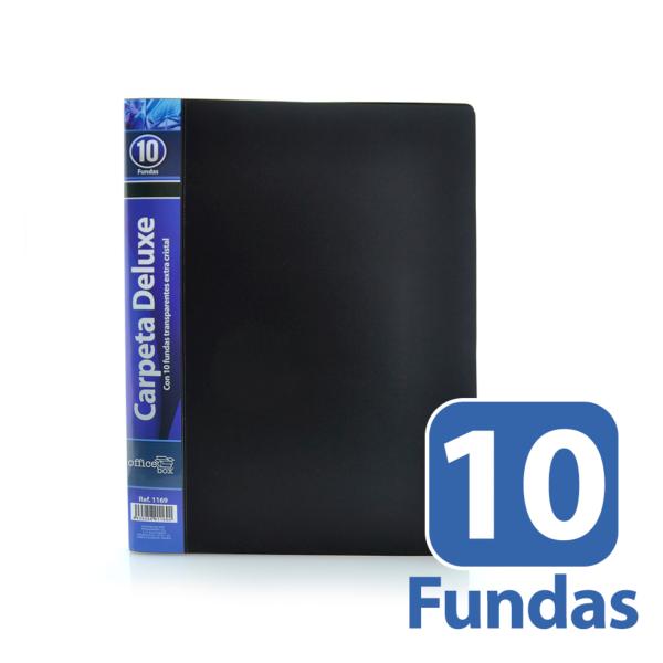 Carpeta 10 Fundas Deluxe A4 Negro