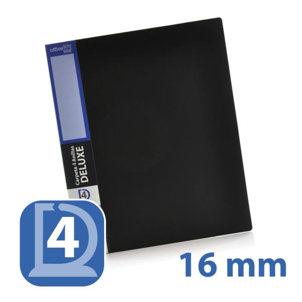 Carpeta 4 Anillas 16 mm Deluxe Negro