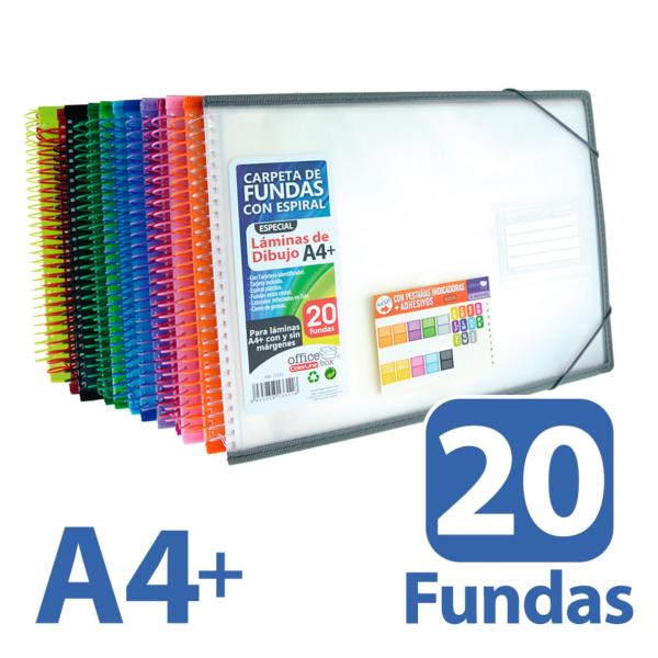 Carpeta A4+ 20 Fundas Horizontal Espiral Colorline