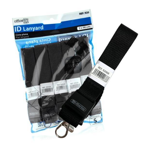 Lanyard Cinta Plana Negro