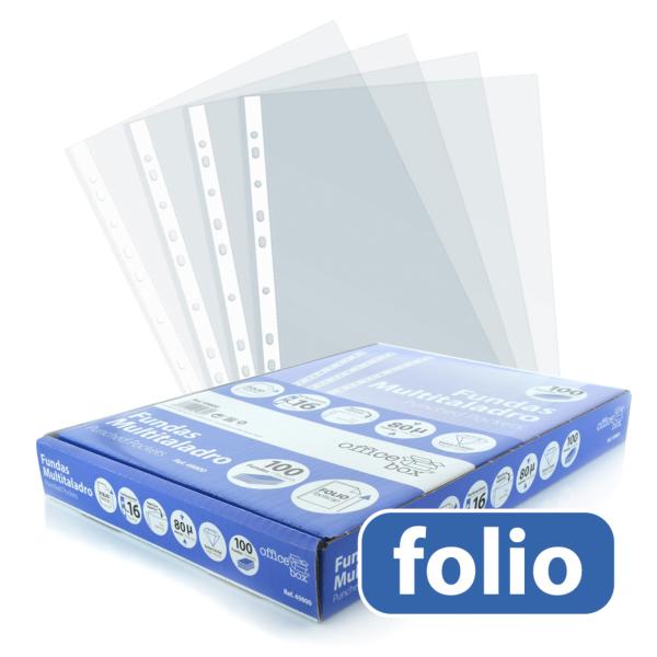 Caja 100 Fundas Multitaladro Folio