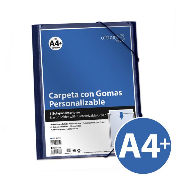 Carpeta con Gomas A4+ Personalizable Azul