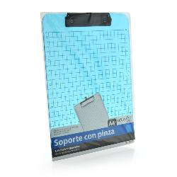 Soporte con Pinza A4 Transparente Azul