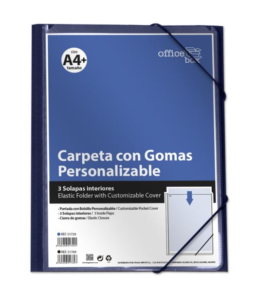 Carpeta con Gomas A4+ Personalizable Azul