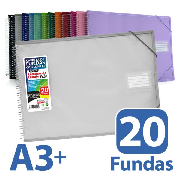 Carpeta A3+ 20 Fundas Horizontal Espiral Colorline