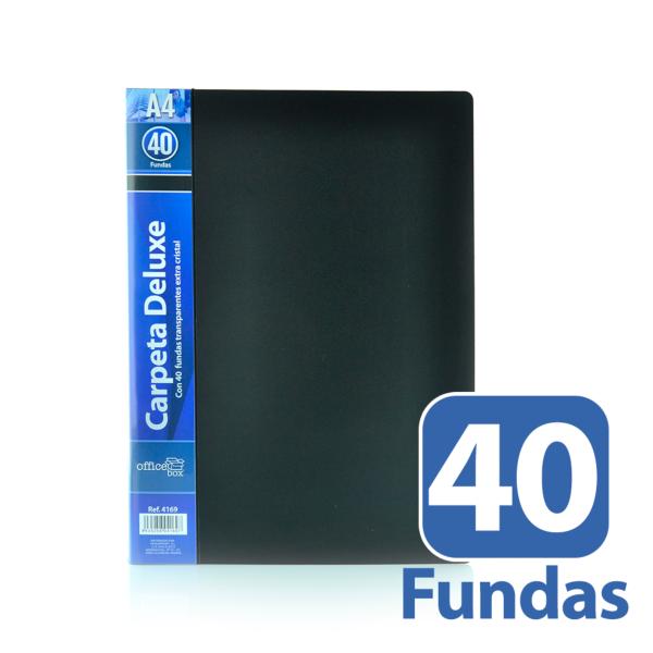 Carpeta 40 Fundas Deluxe A4 Negro