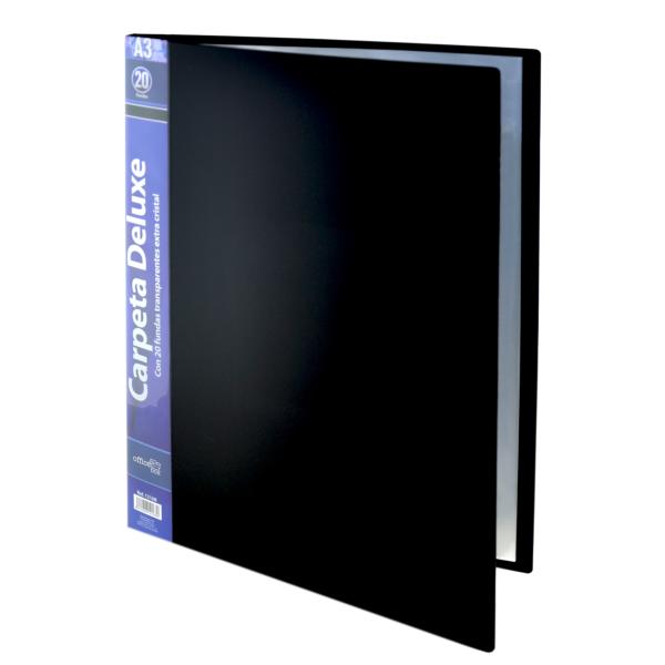 Carpeta A3 20 Fundas Deluxe Negro