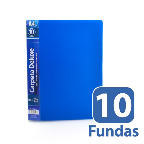 Carpeta 10 Fundas Deluxe A4 Azul