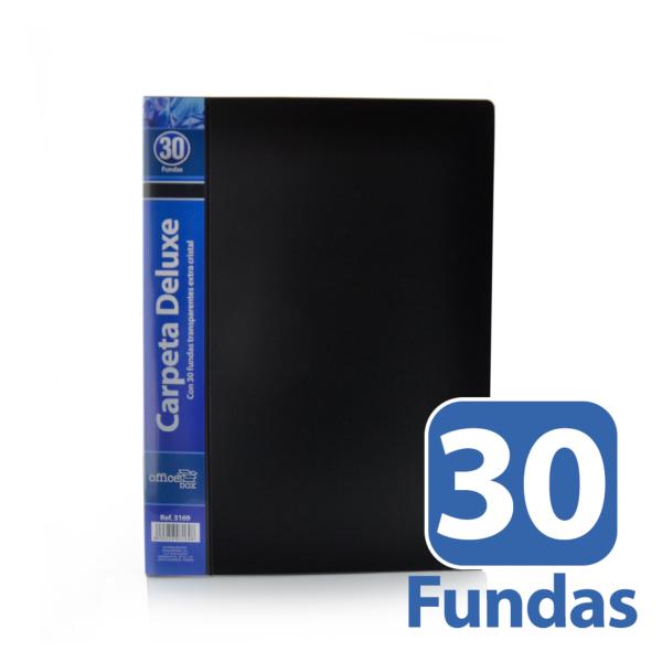 Carpeta 30 Fundas Deluxe A4 Negro