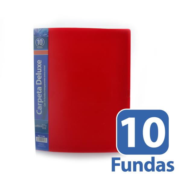 Carpeta 10 Fundas Deluxe A4 Rojo