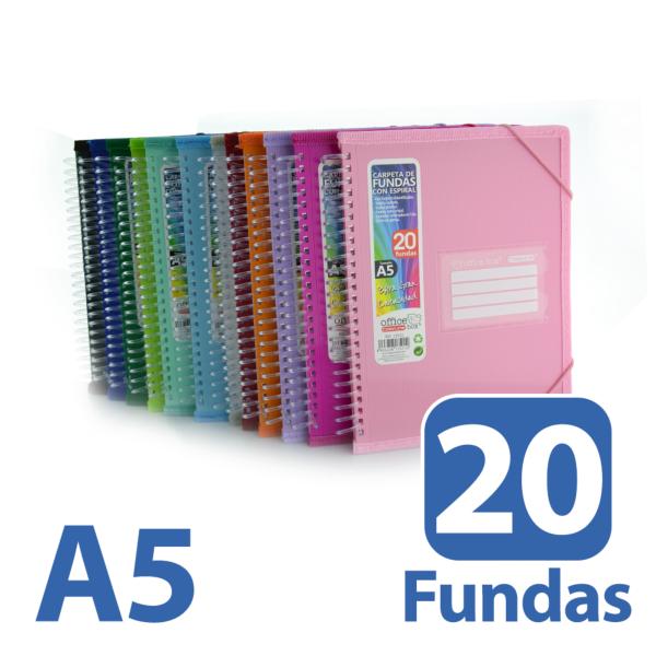 Carpeta A5 20 Fundas con Espiral Colorline